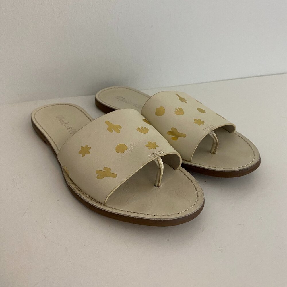 Madewell Boardwalk Post Slide Sandals Cactus Embossed Leather